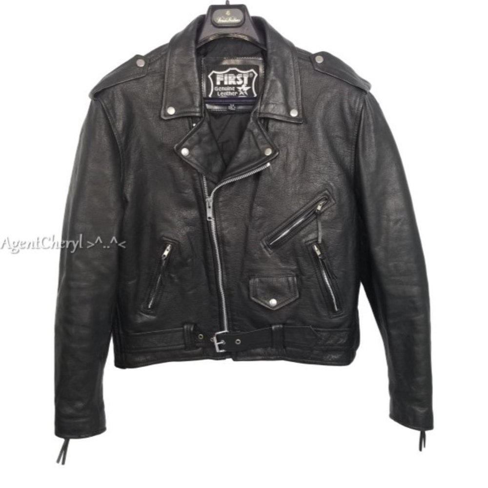 1st Genuine Leather Size 46 Mens Motorcycle Jacket